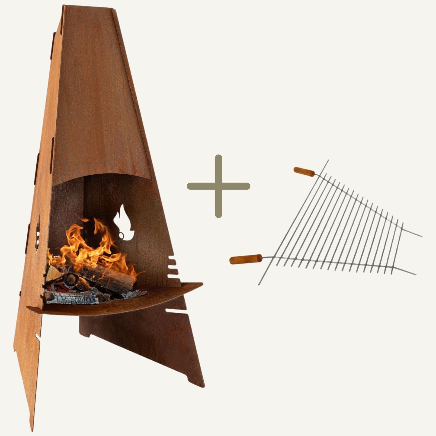 Aduro Utomhuskamin inkl. grillgaller, corten