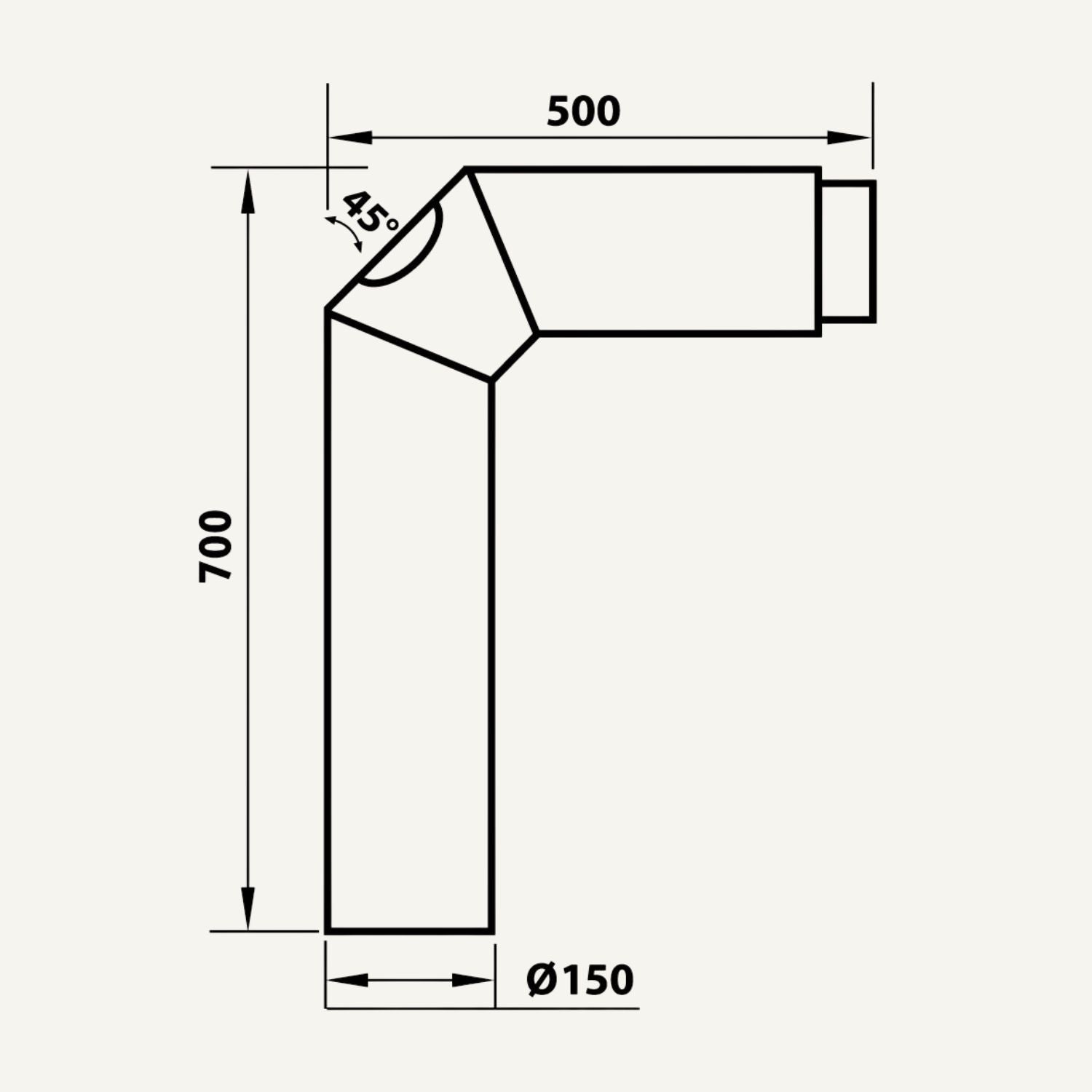 Rauchrohrknie mit Reinigungsöffnung, 2 x 45°