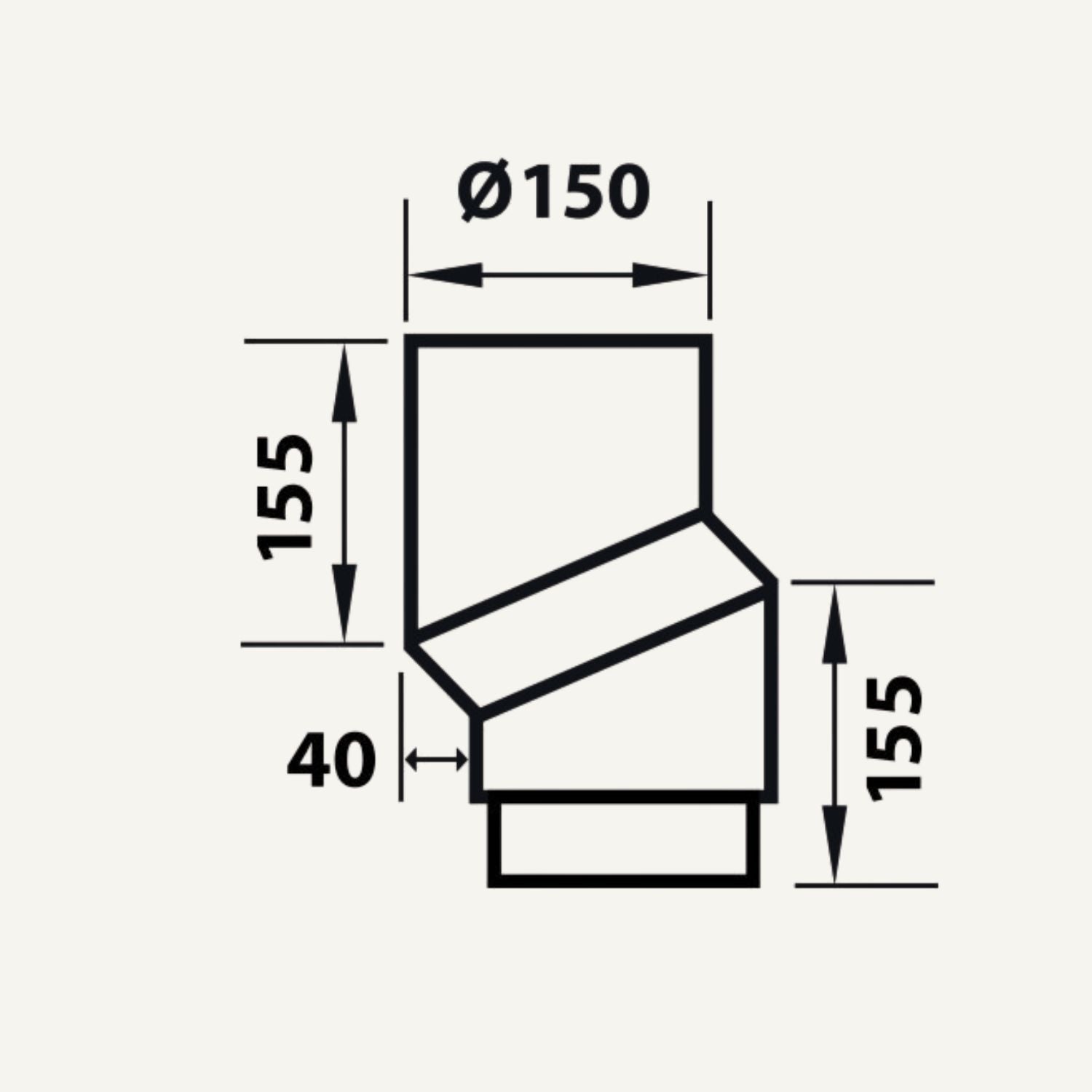 Rauchrohrbogen, 40 mm verstellbar