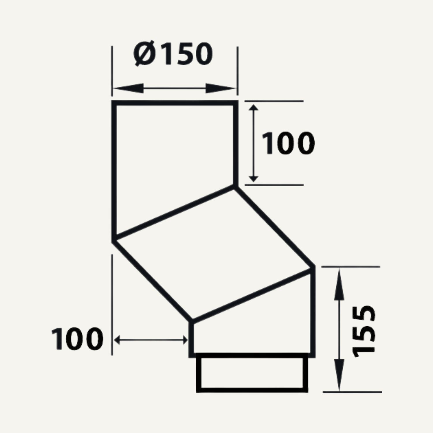 Illustration af S bøjning 100 mm