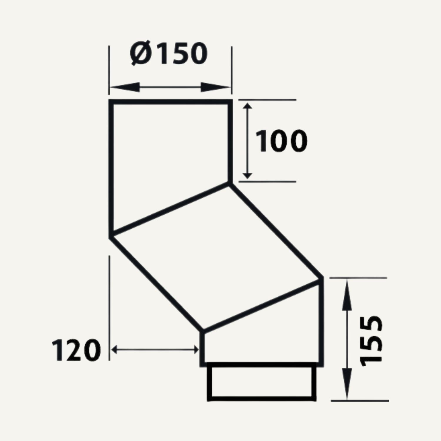 Illustration af S bøjning 120 mm