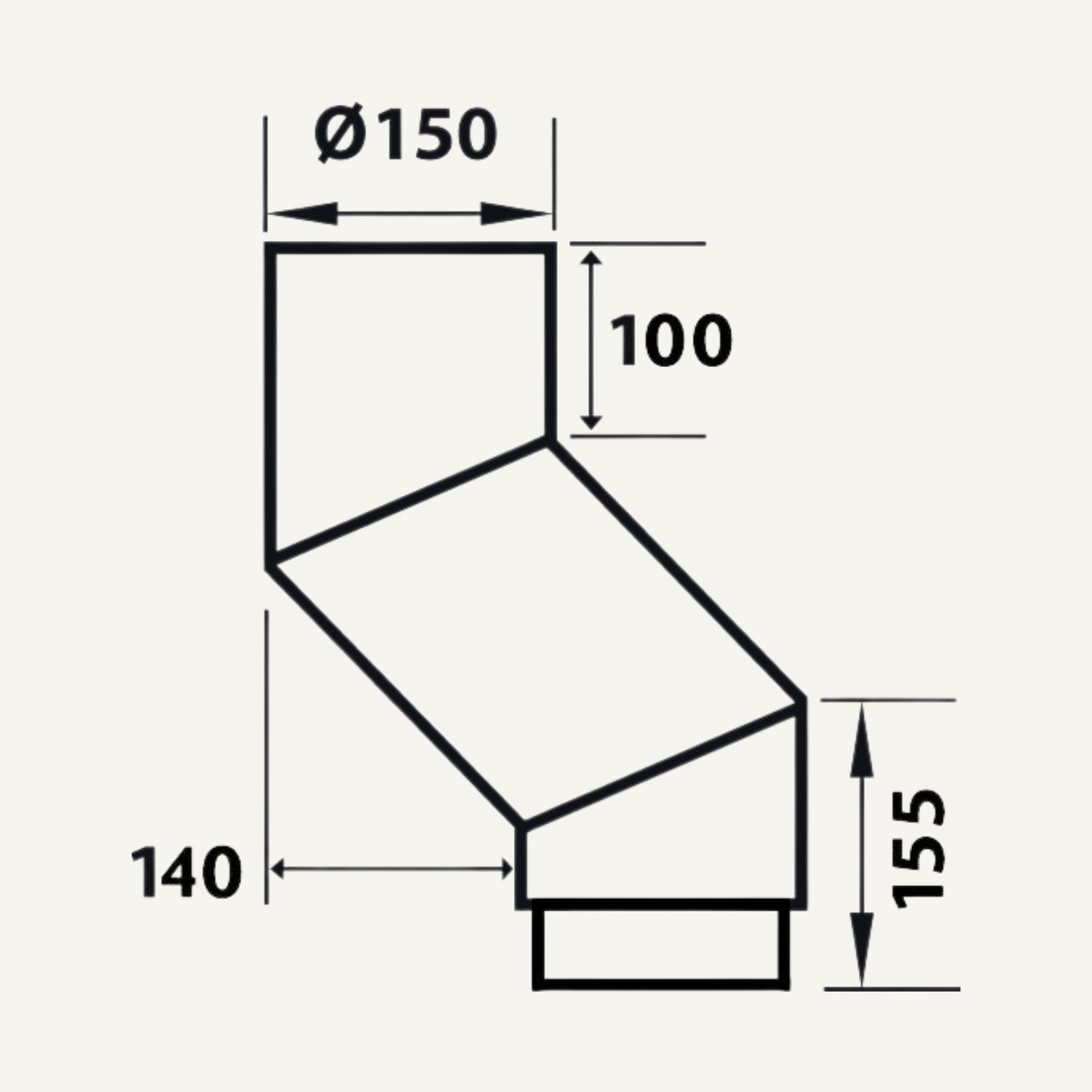 Illustration af S bøjning 140 mm