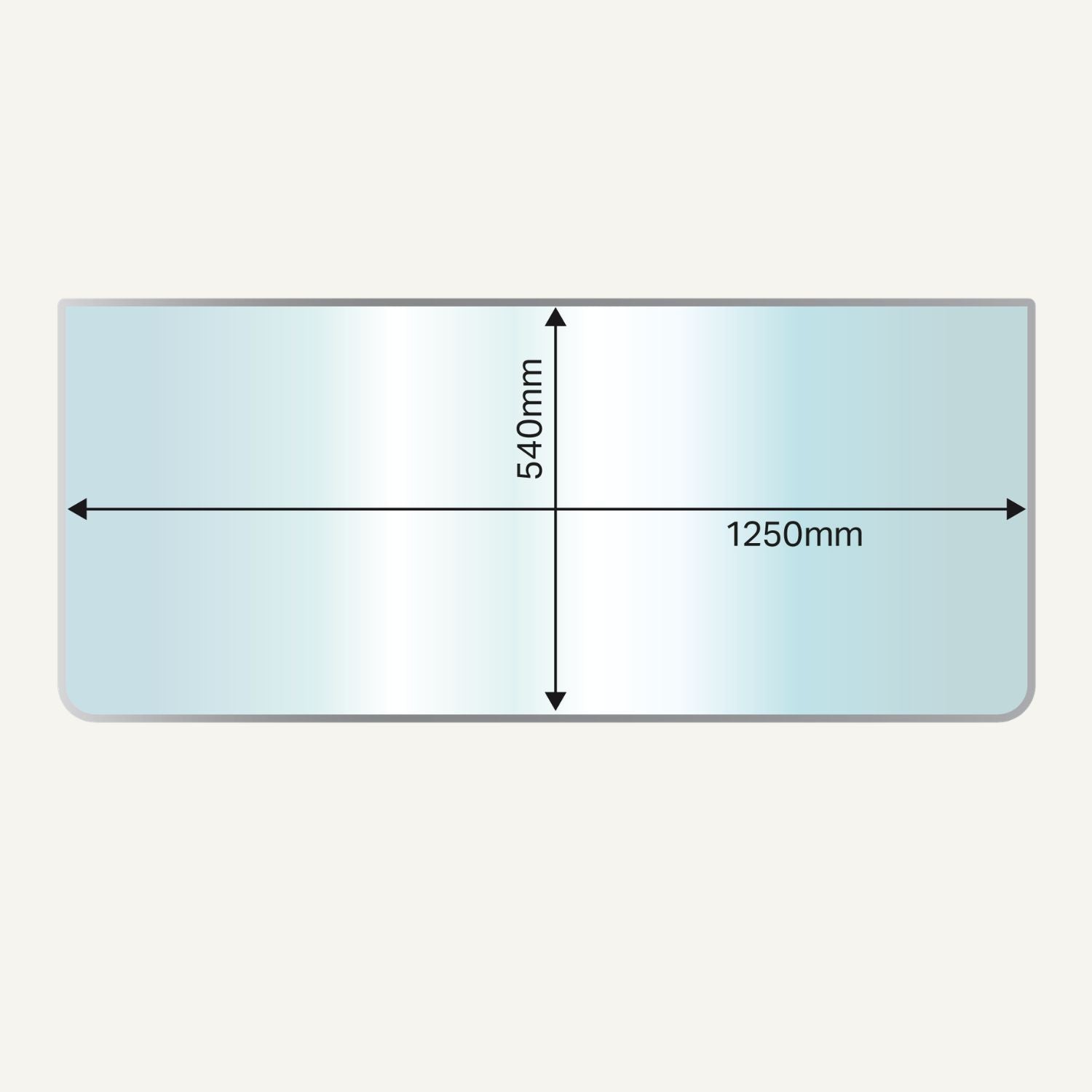 Illustration med målene på glasgulvpladen til Aduro H6 Lux XL