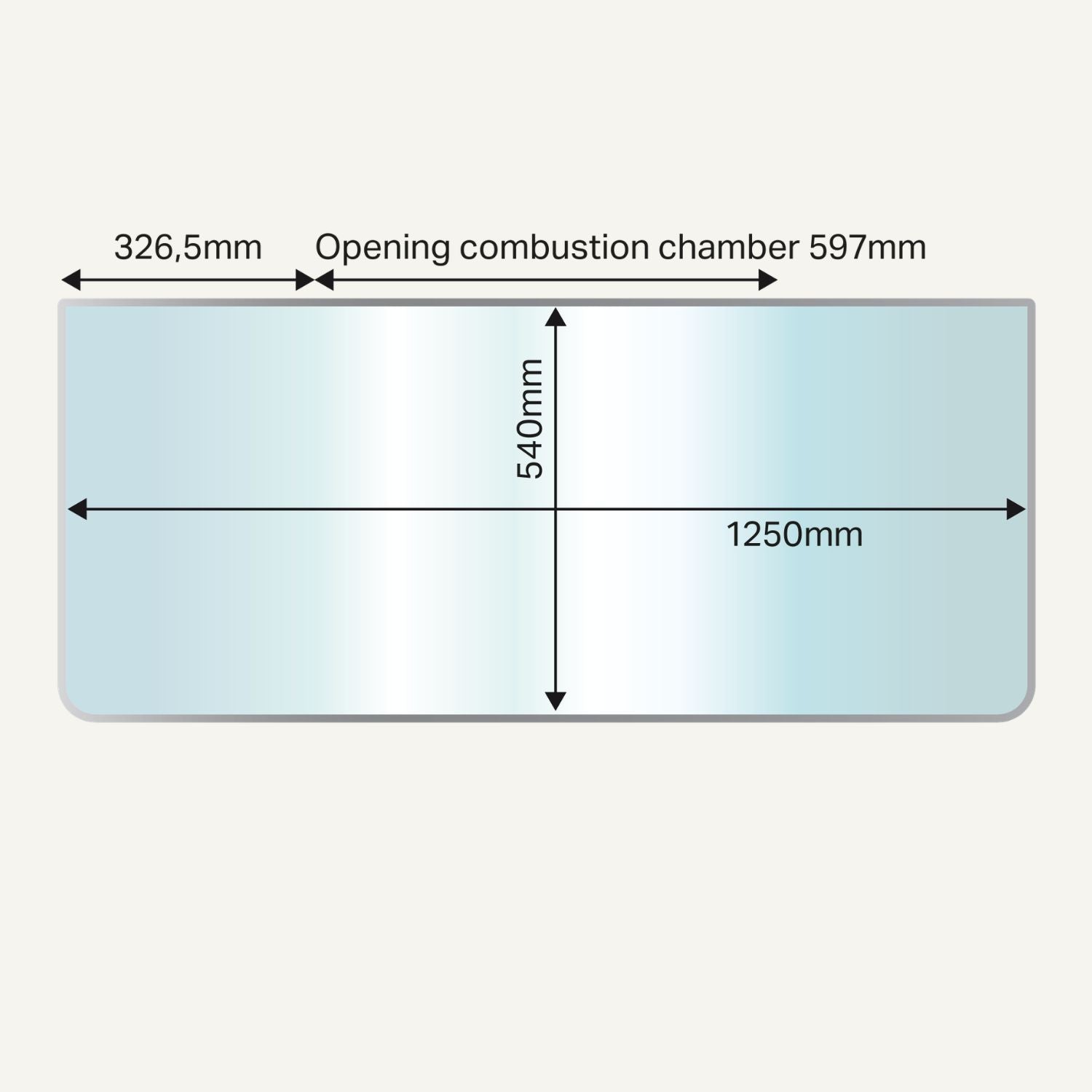 Illustration med målene og ekstra info på glasgulvpladen til Aduro H6 Lux XL
