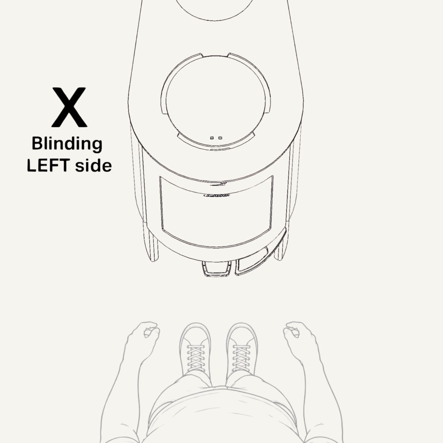 Illustration af Aduro 23 med blændplade for sideglas