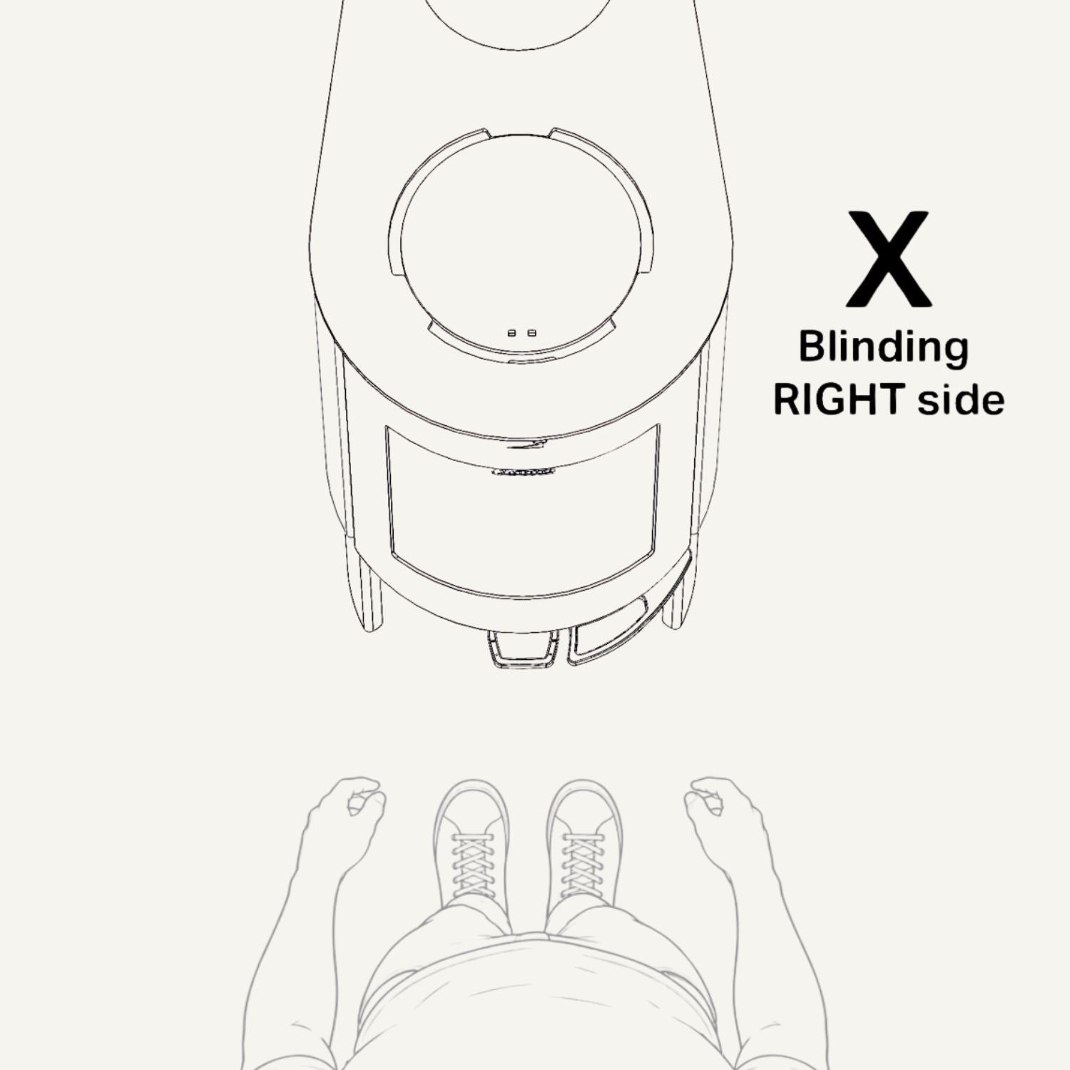 Illustration af Aduro 23 med blændplade for sideglas