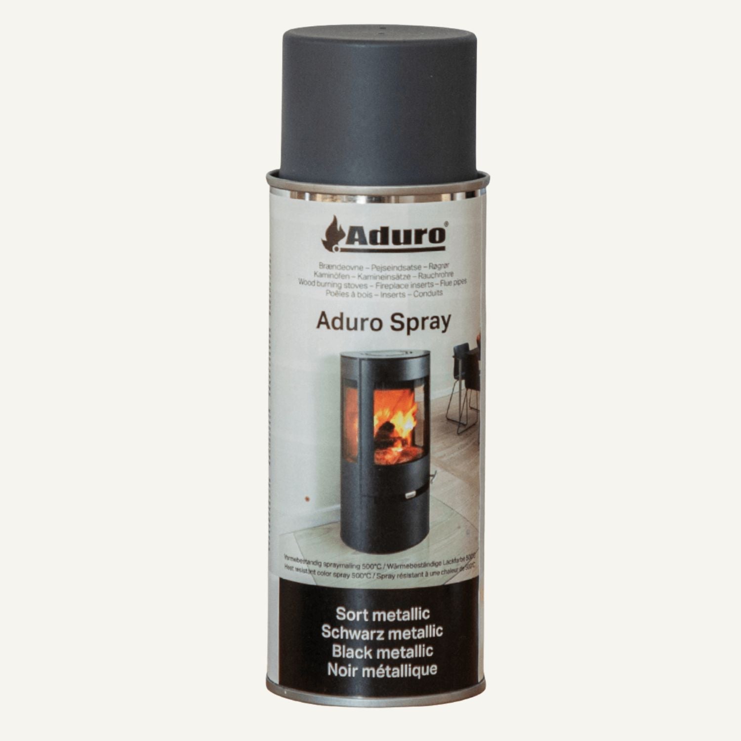 Spray til brændeovn i sort