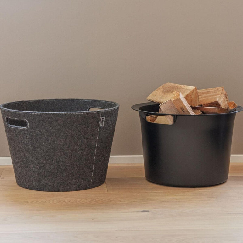Brændekurvssæt med filt kurv og plastikindsats