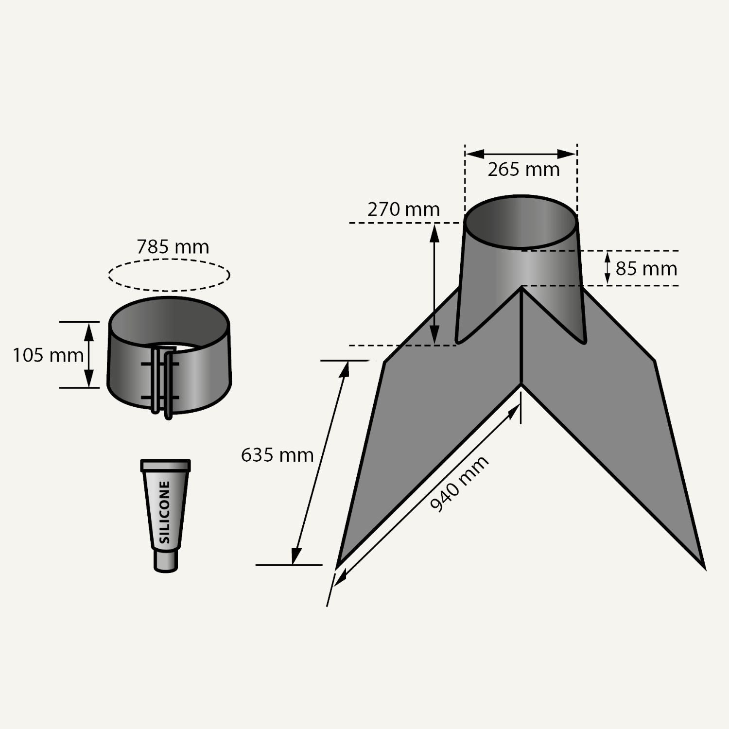Illustration af taginddækning til gavl af eco flex