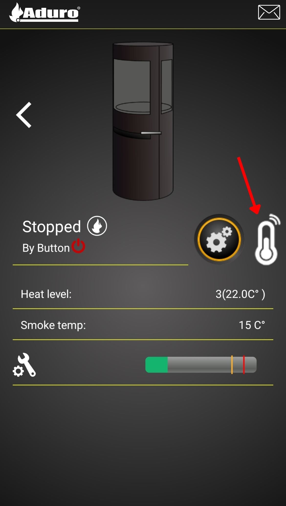 Markering af temperatur i Aduro hybrid app