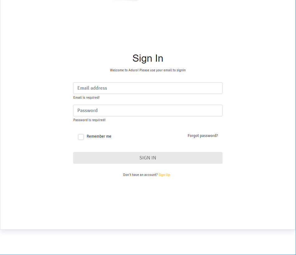 Login side i Aduro Cloud
