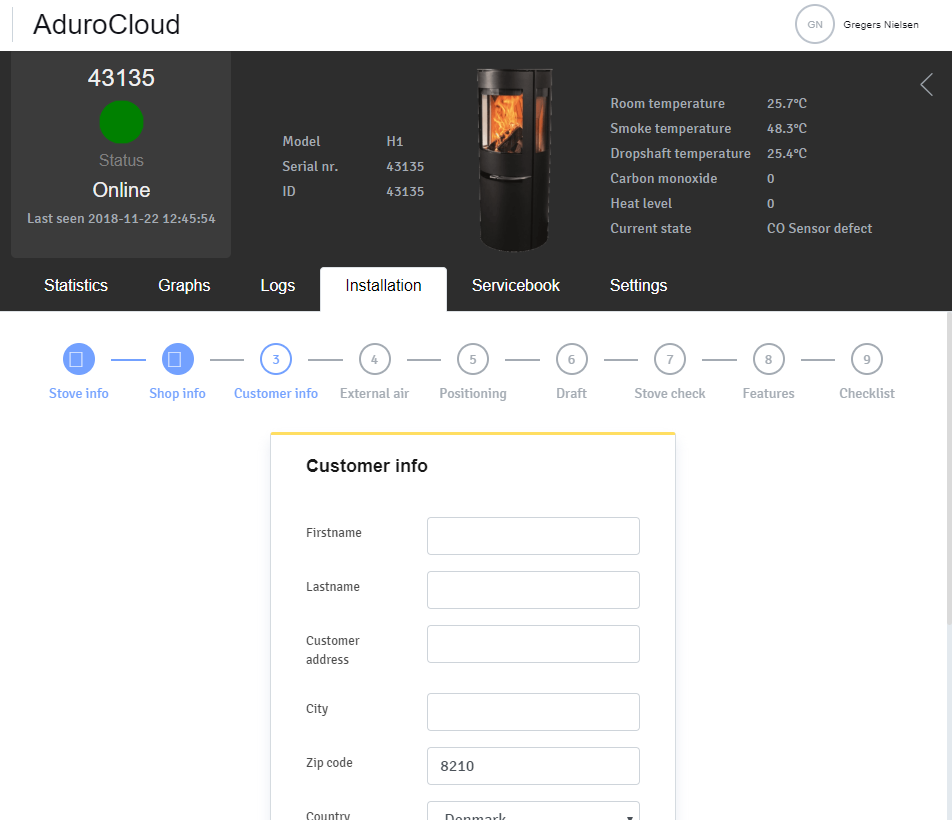 Kundeinformation i Aduro Cloud