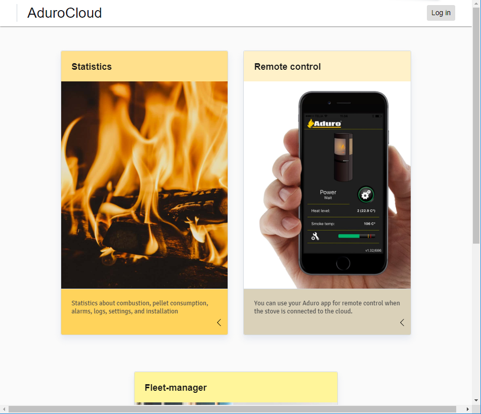 Forside på Aduro Cloud