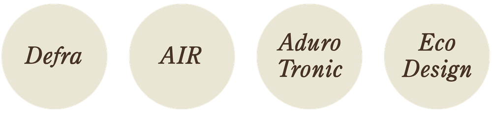 Ikoner: Defra, Air, Aduro-tronic, Eco Design