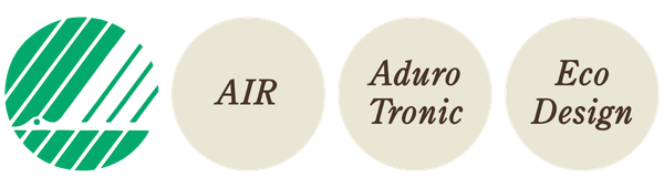 Ikoner: Svanemærket, Air, Aduro-tronic, Eco Design