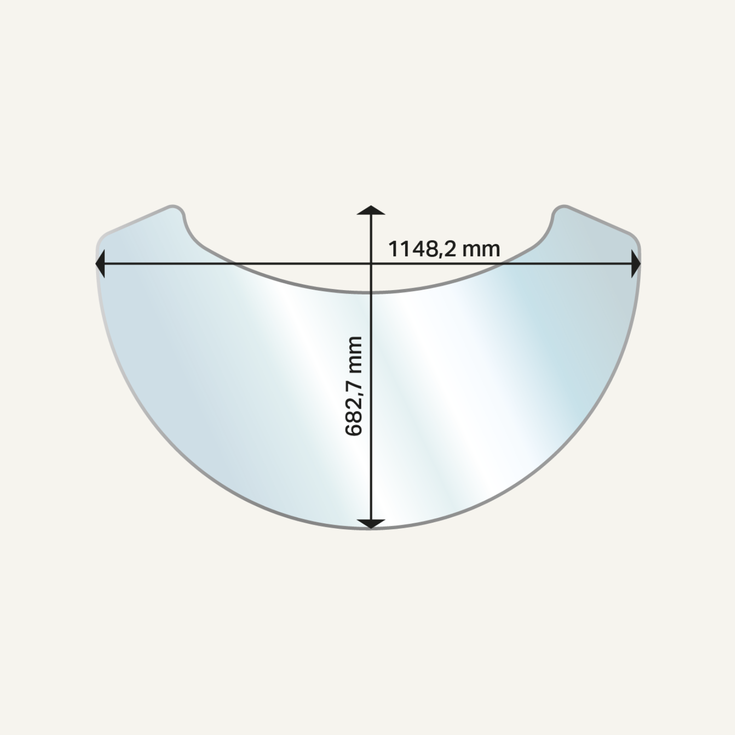 Glass floor hearth, elliptical, XL