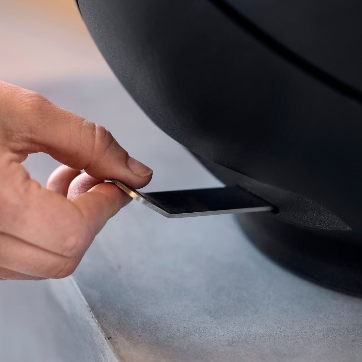 Detalje på biopejs hvor slider kan skjules