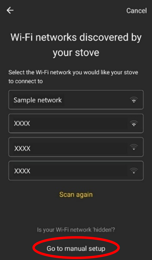 Overblik over netværk i Aduro Pellet Stove App